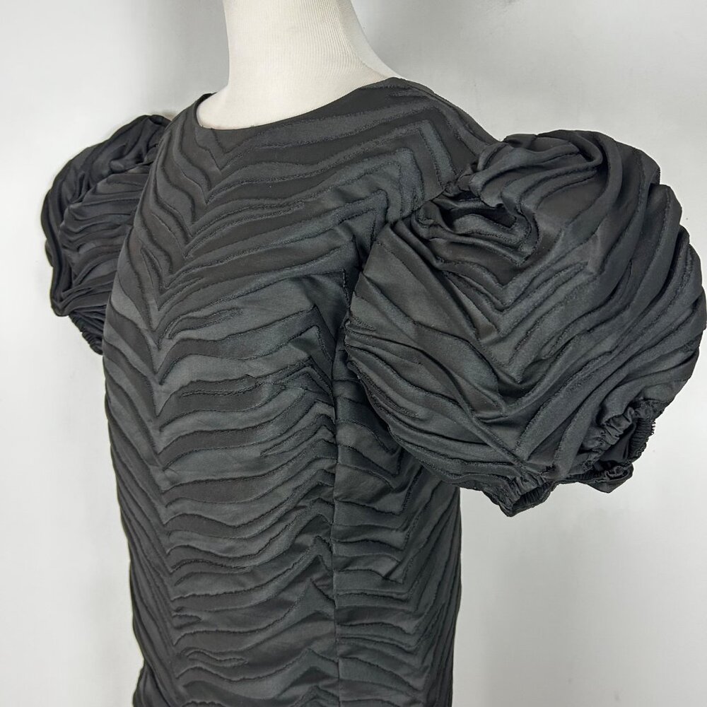 Kate Spade Black Textured Shift Dress Puff Sleeve Size 12 Women's - Picture 2 of 5